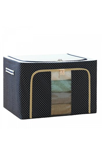 Flippy Foldable Storage Box, Flippy, With Zipper, 66 L, Textile, 50 x 40 x 33 cm, Metal Frame, Blue