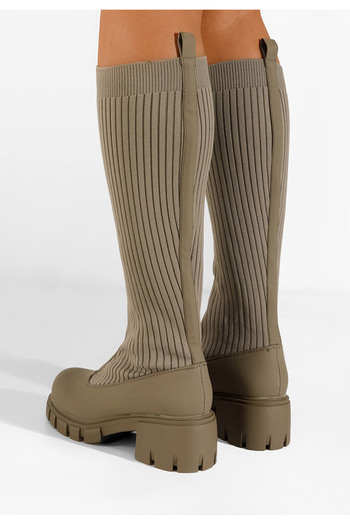 B T Shoes Γυναικείες Μπότες Χακι Frontieria