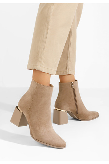 B T Shoes Khaki kotníkové boty na podpatku Isora V3