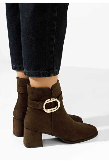 B T Shoes Μποτάκια με χοντρό τακούνι Jovianna καφε