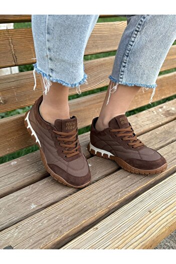 LABRONA Kadın Bağcıklı Renkli Tabanlı Sneaker Yürüyüş Ayakkabısı