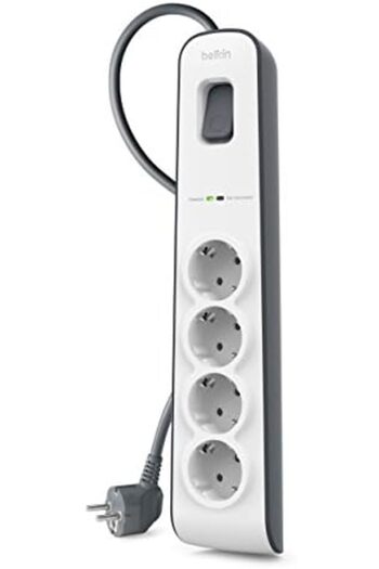 STOREMAX Polysight Surgemaster 4-Way Socket with High Voltage Protection (2 m Cable) White/Gray Bsv400Vf2M Trendzap 4