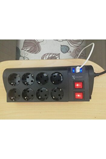 STOREMAX Polysight Surge Protected Socket, Durable, Child Protection, 8-Port Socket, Octuple, 3 Usb, 2 m High a