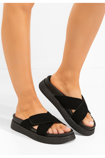 B T Shoes Černé dámské pantofle bez podpatku Cristela