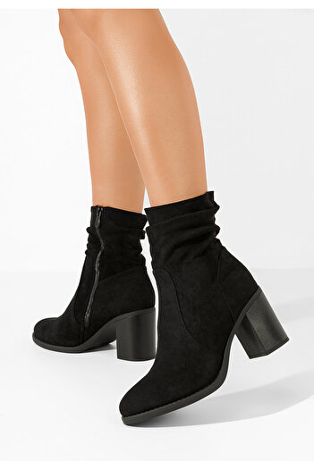 B T Shoes Μποτάκια με χοντρό τακούνι Midelis Μαύρα