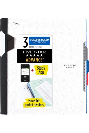 STOREMAX Sersadsn Star Advance Spiral Notebook + Study Practice, 3 Subjects, College Ruled Paper, 11\" X