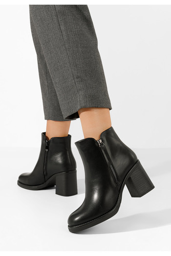 B T Shoes Μποτάκια με χοντρό τακούνι Zelara Μαύρα