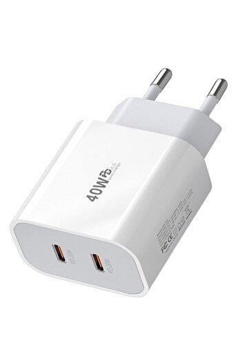 dalip Fast Charge Dual Port Charger Flippy 40W Type-C, White