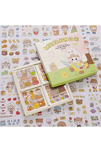 STOREMAX Snshop Momojanbo Themed 100 Sheets 4-Compartment Sticker Set • Bullet Journal 467437