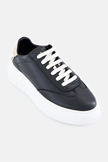 Armani Exchange Women Leather Lace Up Casual Shoes, Black