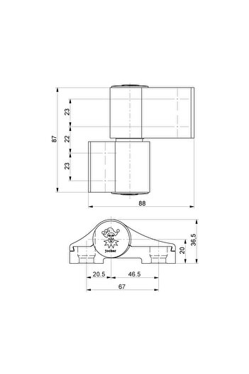 Medos 3D Jocker Hinge with Two Wings, Interax 67 mm, 3-Direction Adjustment, Aluminum Joinery, Maximum Doo