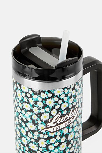 LUCKY BRAND Floral Stainless Steel Vacuum Insulated Tumbler With Straw 946 ml, Multicolor