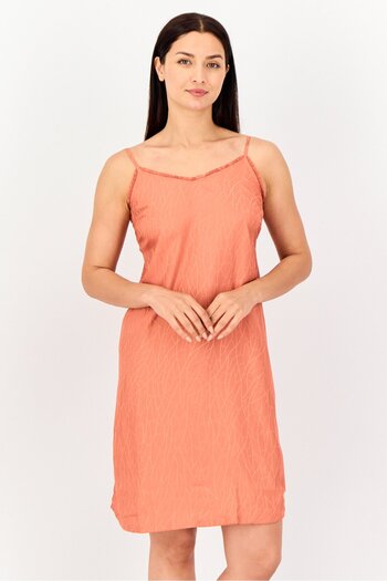 Zivame Women V Neck Textured Sleepwear Dress, Old Rose