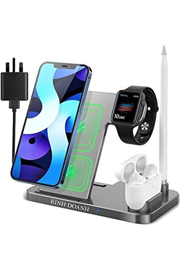 Generic KINH DOANH Wireless Charger, 4 in 1 Qi-Certified Wireless Charging Station with QC 3.0 Adapter for i