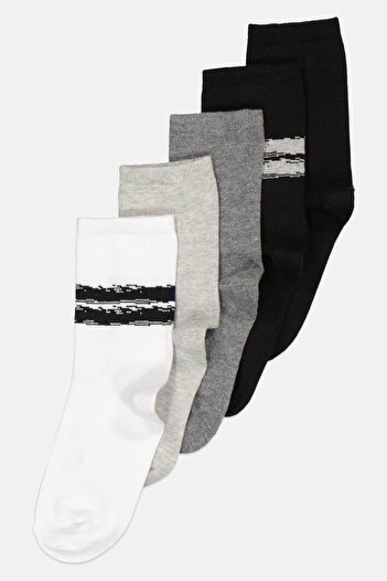 London Fog Kids Boy 5 Pairs Graphic Print Crew Socks, Multicolor