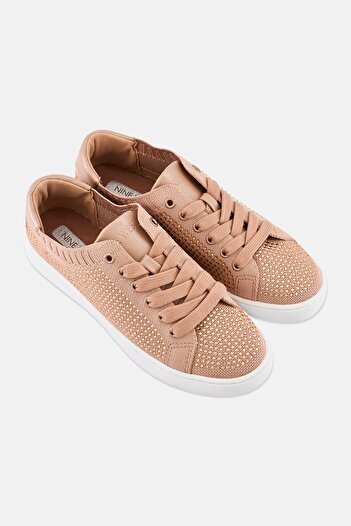 Nine West Women Amare2 Embellished Lace Up Casual Shoes, Nude