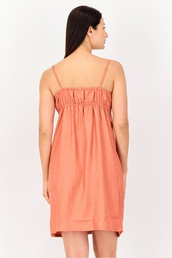 Zivame Women V Neck Textured Sleepwear Dress, Old Rose