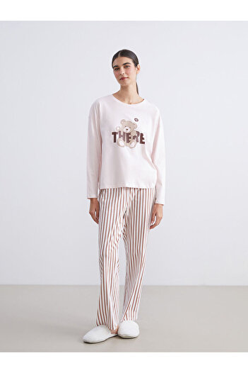 LC Waikiki Create Your Style from Uzg Store |   Crew Neck Bear Printed Women's Pajama Set