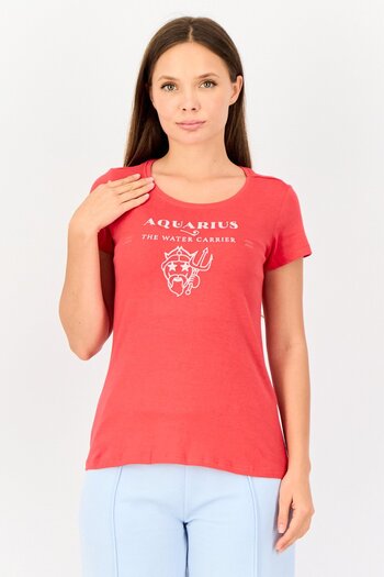 Zivame By Rosaline Women Graphic Print Pyjama T-Shirt, Red
