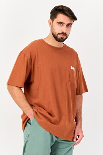 FILA Men Sportswear Fit Short Sleeves Outdoor T-Shirt, Rust