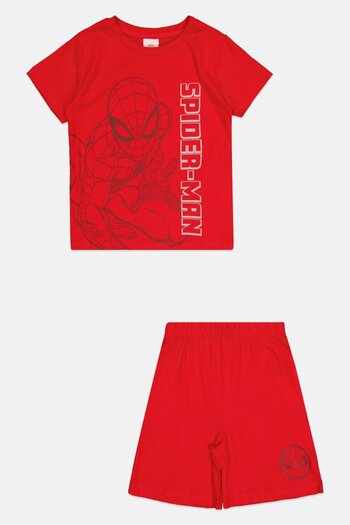 Marvel Toddlers Boy Spider-Man Short Sleeve T-Shirt And Shorts Set, Red