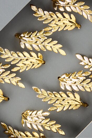NANETTE LEPORE 6 Pcs Classic Leafe Style Napkin Ring, Golden