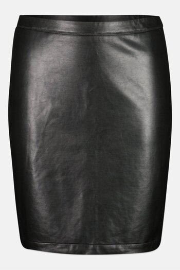 Michael Kors Women Leather Plain Pencil Skirt, Black