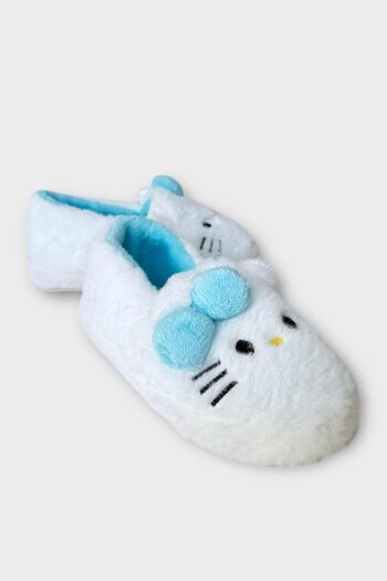 Liger Winter Women's Hellokitty Figured Anti-Slip Sole Home Shoes Slippers White - Blue