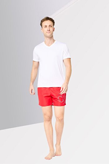 Calvin Klein Men Brand Logo Board Shorts, Red