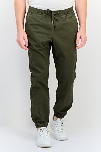 GAP Men Regular Fit Plain Jogger Pants, Green