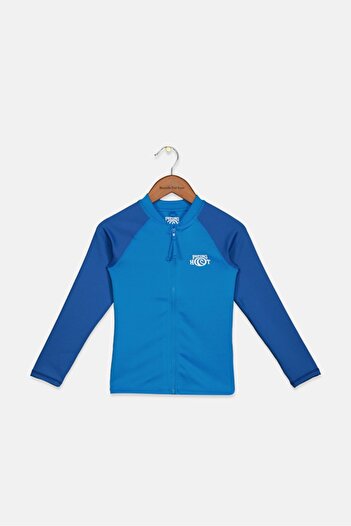 Piping Hot Kids Boy Brand Logo Long Sleeve Rash Guard, Blue