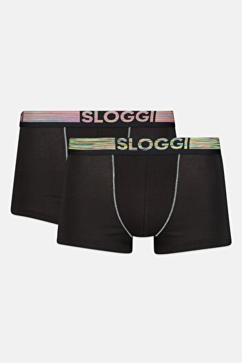 SLOGGI Men 2 Pcs Brand Logo Boxer Brief, Black