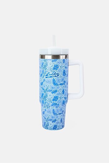 LUCKY BRAND Floral Stainless Steel Vacuum Insulated Tumbler With Straw 946 ml, Multicolor