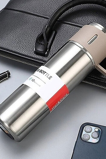 MUBX 3 Cup Vacuum Thermos Set Stainless Steel Thermos Set (with Bag)