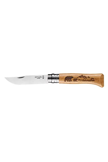 Opinel Pocket Knife N°08, Stainless Steel, 8.5 cm, 'Engraved', Animalia Bear -