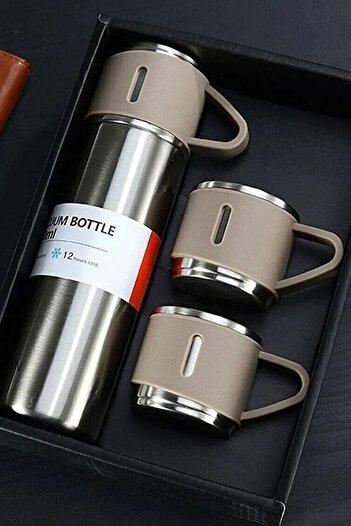 MUBX 3 Cup Vacuum Thermos Set Stainless Steel Thermos Set (with Bag)
