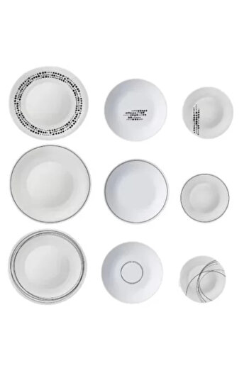 Gimihome Σετ farfurii opal, 18 piese, Bormioli Chiaroscro