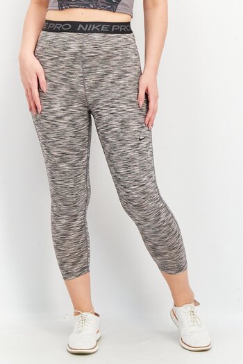 Nike Women Dry Fit Pull on Training Tights, Black/Grey Combo
