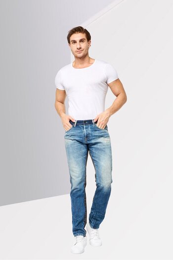 Diesel Men Slim Fit D-Kras Two Tone Non-Stretchable Jeans, Multicolor