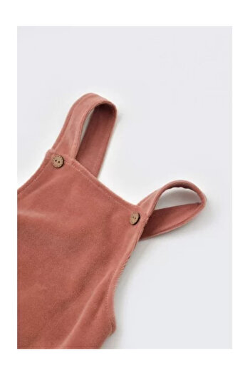 BabyCosy Velvet Overalls with Straps in 80% Cotton and 20% Polyester - Brick, (Size: 18-24 M