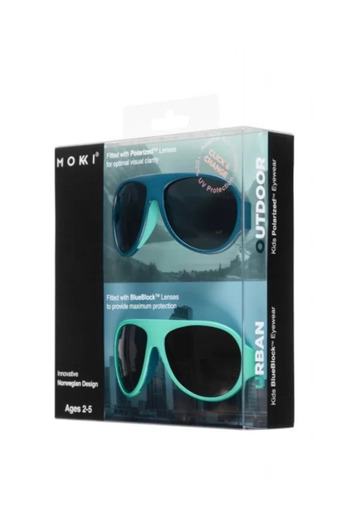 Mokki Ochelari de soare pentru copii Click & Change, protecție UV, albaștri, 2-5 ani, set de 2 perechi