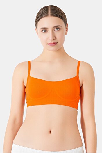 Calvin Klein Women Solid Light Padded Bralette, Orange