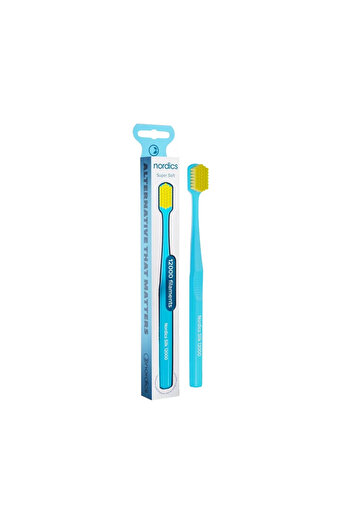 Nordics Adult Toothbrush PREMIUM, 12000 Filaments, Super Soft, Blue,
