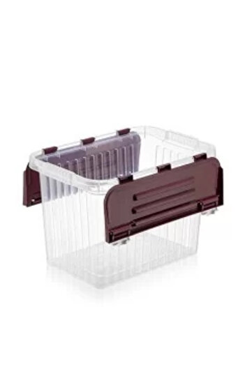 OEM Storage Box 18 L with Built-in Lid, Transparent Plastic