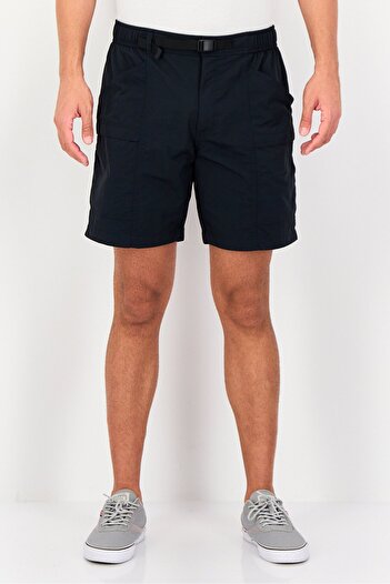 Eddie Bauer Men Plain Belted Basic Shorts, Black