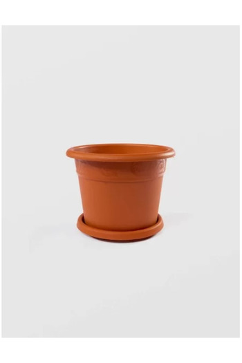 sterk Ghiveci Model cu Tava, STERK, 25 x 20 cm, Plast Maro