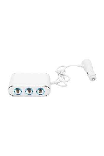 Avex Adaptor bricheta auto tripla 12/24 V, iluminata LED, cu intrerupator individual si 1 port USB, 5 V,