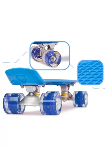 Avex Skateboard Penny Board for kids with LED illuminated rubber wheels, Blue
