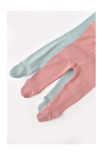 BabyCosy Set 2 pantaloni cu botosei bebe unisex din bumbac si modal - Mint/Rose