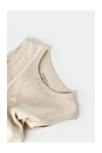 BabyCosy Sleeveless romper with shorts - 100% cotton - Stone,